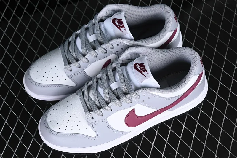 All categories Nk SB Dunk series Nk SB Dunk Low low-top sneakers J version Nk Dunk Low "Grey White" gray burgundy low-top retro sports and leisure sneakers DD1503-122